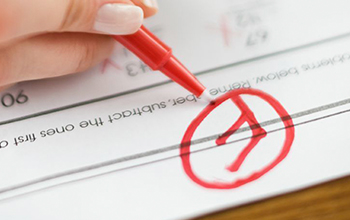 An assessment receiving a failing grade