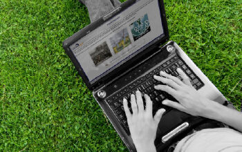 Completing online training in a park