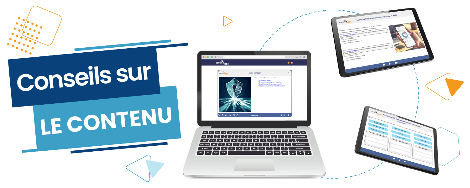 Conseils de contenu, ordinateur portable et tablettes flottantes