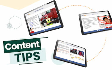 Content tips and three floating tablets
