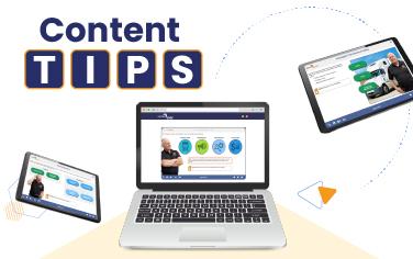 Content tips, laptop, and floating tablets