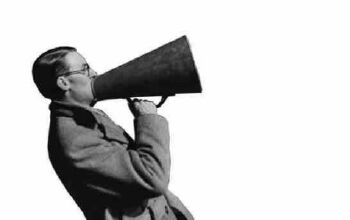 Man speaking into a megaphone