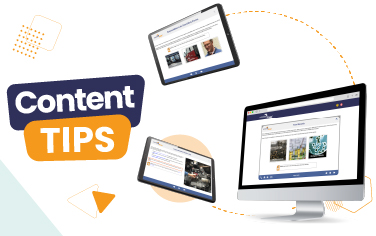Content tips, laptop, and floating tablets