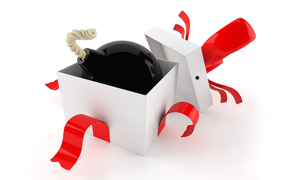 Bomb gift concept isolated on white background